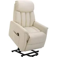 Fortuna Lai Fauteuil releveur Fauteuil TV Fauteuil avec aide au lever électrique Fonction inclinable Simili cuir Beige, 80 x 94 x 104 cm