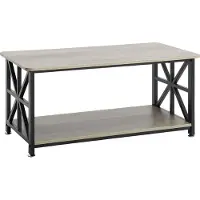 SucceBuy 40" Farmhouse Table basse rectangulaire, table de cocktail rustique en bois avec compartiment de rangement ouvert pour salon, chambre, appartement, studio, marron & noir