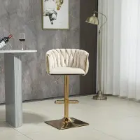 Fortuna Tabouret de bar Lai, réglable en hauteur, pour restaurants, bars, jusqu'à 114 kg, ivoire
