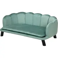 Fortuna Canapé pour chien Lai Canapé pour animaux avec dossier et pieds en bois, revêtement doux, canapé pour chat vert, 98,5 x 60,5 x 35,5 cm pour des moments de détente confortables