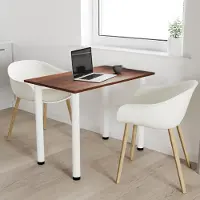 AKKE Table de salle à manger en noyer avec pieds blancs LxlxH : 60x40x74 cm