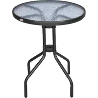 Fortuna Table de jardin ronde Lai Ø60xH70cm en métal avec verre de sécurité, idéale pour le jardin et le balcon