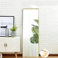 UnboxG 150 x 40 cm Miroir intégral, miroir sur pied et miroir mural 3 en 1, miroir d'habillage, miroir de vestiaire pour la chambre à coucher, le salon et l'entrée Or