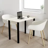 AKKE Table vanille avec pieds noirs LxlxH : 50x50x74 cm
