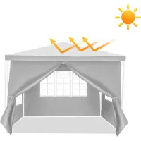 Peviasot Pavillon de jardin blanc de 3 x 3 mètres, avec panneaux latéraux, système de montage facile, idéal pour les fêtes