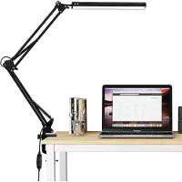 TolleTour Lampe de bureau LED Lampe de bureau à intensité variable Lampe de lecture flexible 10W avec bras pivotant adaptée pour le bureau