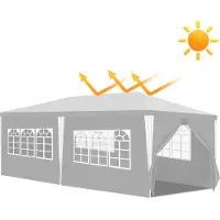 TolleTour Pavillon Tente de réception avec 4 parois latérales porte à fermeture éclair fenêtre 3x6m, blanc