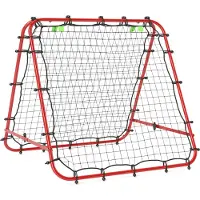 Fortuna Lai Rebondisseur de football Kickback But Mur de rebond Filet Rebond des deux côtés Réglable en 5 niveaux pour l'entraînement de football Acier Rouge 100 x 95 x 90 cm