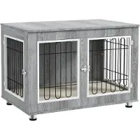 Fortuna Cage pour chien Lai, niche pour chien, cage pour animaux avec coussin, 2 loquets pour chiens de taille moyenne, cage pour chien avec double porte, niche pour chien, gris, 90 x 58 x 65 cm