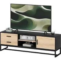 Fortuna Meuble TV en bois avec armoire, Compartiments ouverts, 2 tiroirs, étagères réglables, bois