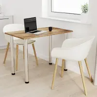 AKKE Table de cuisine rétro en bois avec pieds chromés LxlxH : 80x60x74 cm
