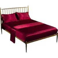 CANDeal ensemble de draps en satin de luxe 4 pièces, 1 drap (260 x 245 cm), 1 drap-housse (200 x 180 cm), 2 taies d'oreiller (50 x 75 cm)