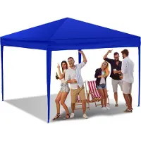 TolleTour Pavillon pliable, Tente de réception étanche, Tentes de réception avec protection UV, Tente de jardin pour jardin terrasse fête, Pavillon pliable 3x3m ohn côtés bleu