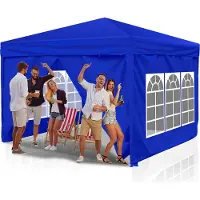 TolleTour Pavillon pliable 3 x 3m Pavillon pliable Tente de jardin, protection UV 50+ Pavillons & tentes de réception Tente de réception avec 4 côtés Bleu