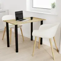 AKKE Artisan table en chêne avec pieds noirs LxlxH : 100x60x74 cm