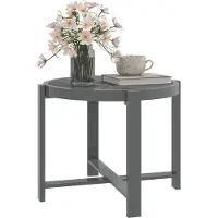 Fortuna Lai Table d'appoint Table de jardin ronde résistante aux intempéries Table de balcon en aluminium aspect marbre Table de camping Table basse pour salon Bureau Extérieur Intérieur Gris