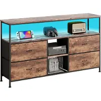 Fortuna Lai Armoire TV 108 cm - aspect bois de tigre avec tiroirs en bois de tigre, table TV moderne pour le salon