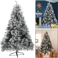 TolleTour Sapin de Noël Aiguilles de sapin avec support Flocage extérieur 150cm avec poussière de neige
