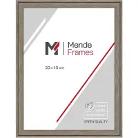 MendeFrames Cadre en bois massif avec verre de qualité musée, dimensions 10x20 cm, finition gris imitation bois, modèle H120