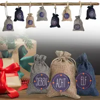 TolleTour Calendrier de l'Avent à remplir Sacs de Noël Décor 24 sacs en tissu(3 couleurs)