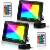 TolleTour Spot à LED 50W Spot d'extérieur RGB avec télécommande Spot à LED RGB Projecteur à LED RGB 2 pièces