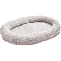 SucceBuy Lit pour chien humain, 1710x1000x240 mm, lit en mousse à mémoire de forme à taille humaine, avec poche latérale, poignée et fermeture éclair, housse amovible et lavable en machine, gris