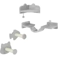 Fortuna Lai Ensemble d'escaliers pour chats, 4 pièces, meuble à griffer avec marches en sisal, double plateforme, gris clair/blanc crème