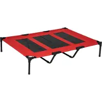 Fortuna Lit pour chien Lai Lit surélevé pour animaux, couchage pour chien, couchage pour grands chiens, métal, Oxford, rouge