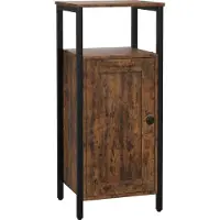 Fortuna Table d'appoint Lai, table basse au design industriel, table basse avec étagère réglable, pour salon, chambre à coucher, 34 x 30 x 80 cm, brun rustique