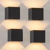 ZMH LED Applique murale extérieure 4ER 5W noir or Applique murale blanc chaud Up Down Lampe extérieure IP65 étanche Lampe extérieure cage d'escalier mur maison couloir