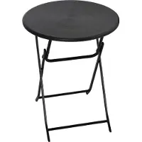 Fortuna Lai Table pliante ronde Ø60 cm Table de jardin avec aspect bois décoratif pour balcon ou terrasse gris foncé