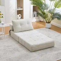 LVHOM Canapé-lit pliant multifonction, Lit d'appoint peu encombrant avec coussin, Canapé rembourré avec mousse haute densité, pour salon bureau, Beige