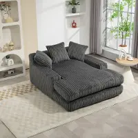 MODFU Canapés convertible - Canapé Convertible Ergonomique avec Dossier Épais et Accoudoirs Larges - Design Relax 1 Place Tissu Corde 125x155x63 cm - Gris Foncé