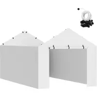 SucceBuy Abri de remplacement pour parois latérales de carport, 3 x 6 m, bâche résistante et étanche avec protection UV, installation facile avec sangles, abri de tente de garage, blanc