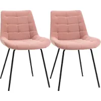 Fortuna Lai, lot de 2 chaises de salle à manger Chaise de cuisine avec dossier, revêtement en velours rose, design rétro, pieds en acier, pour salon