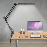 TolleTour Lampe de bureau LED Lampe d'architecte avec bras pivotant, protection des yeux, adaptée au bureau, aux études et à la lecture Lampe de table à intensité variable