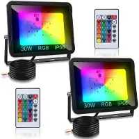 TolleTour Projecteur RGB 30W avec télécommande Projecteur LED RGB Projecteur extérieur LED IP66 étanche 2 pièces