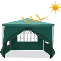 HENGDA Pavillon de jardin 3x3m avec panneaux latéraux avec tube en fer tente portable étanche, bleu