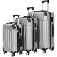 Fortuna set de 3 valises Trolley-Set Valise à roulettes Valise de voyage extensible, 4 roulettes, (S, M & L), Gris