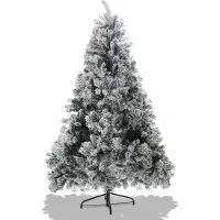 Yakimz Arbre de Noël Sapin avec support métallique pour décoration de Noël avec neige,Sapin de Noël 550 pointes aiguilles PVC, vert,150cm