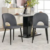 Fortuna Chaise de salle à manger Lai (2 pièces), chaise rembourrée design avec dossier, assise en velours, structure en métal, pieds réglables, motif diamant au dos, gris