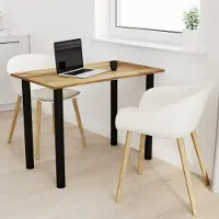 AKKE Table en vieux chêne avec pieds noirs LxlxH : 90x60x74 cm