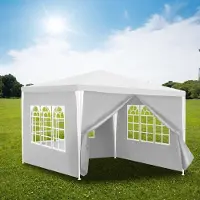 Izrielar Pavillon 3 x 3m Tente de jardin étanche, protection UV 50+ Pavillons & Tentes de réception Tente de réception avec 4 côtés pour camping / jardin / mariage / plage,Blanc