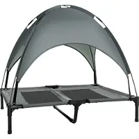 Fortuna Lit pour chien Lai avec baldaquin respirant 92 x 76 x 90 cm en taffetas gris pour un couchage confortable