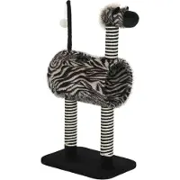 Fortuna Arbre à chat Lai, motif zèbre, avec tunnel pour chat Ø 25 cm, arbre à chat 93 cm, griffoirs noir et blanc pour chats