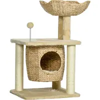 Fortuna Lai Arbre à chat petit, 74 cm Arbre à chat avec niche, balle, tour d'escalade d'intérieur avec lit, meuble à griffer pour chats jusqu'à 5 kg, beige