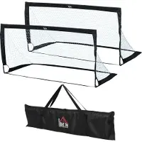 Fortuna Lai Set de 2 mini-buts de football pliables en acier et Tetrolon noir 186x90x89 cm pour le jardin et les aires de jeux