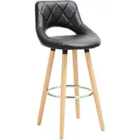 Happyment Tabouret de bar Modern Hilton – Style industriel – Vert olive – 1 pièce – Avec dossier – Tabouret de bar en cuir synthétique et bois massif – Chaise de cuisine et chaise de bar