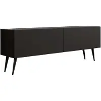 3Xeliving Meuble TV : Noir mat, pieds noirs, 140 x 52 x 32 cm