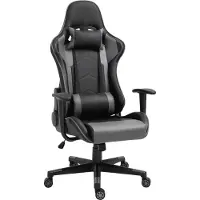 Fortuna Lai Chaise de bureau ergonomique Chaise gaming Chaise pivotante en similicuir et mousse Noir 67,5 x 74 x 126-136 cm pour travailler et jouer confortablement